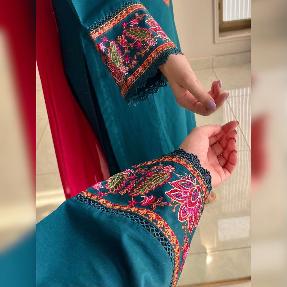 Gulnar Teal 2PC Stitched