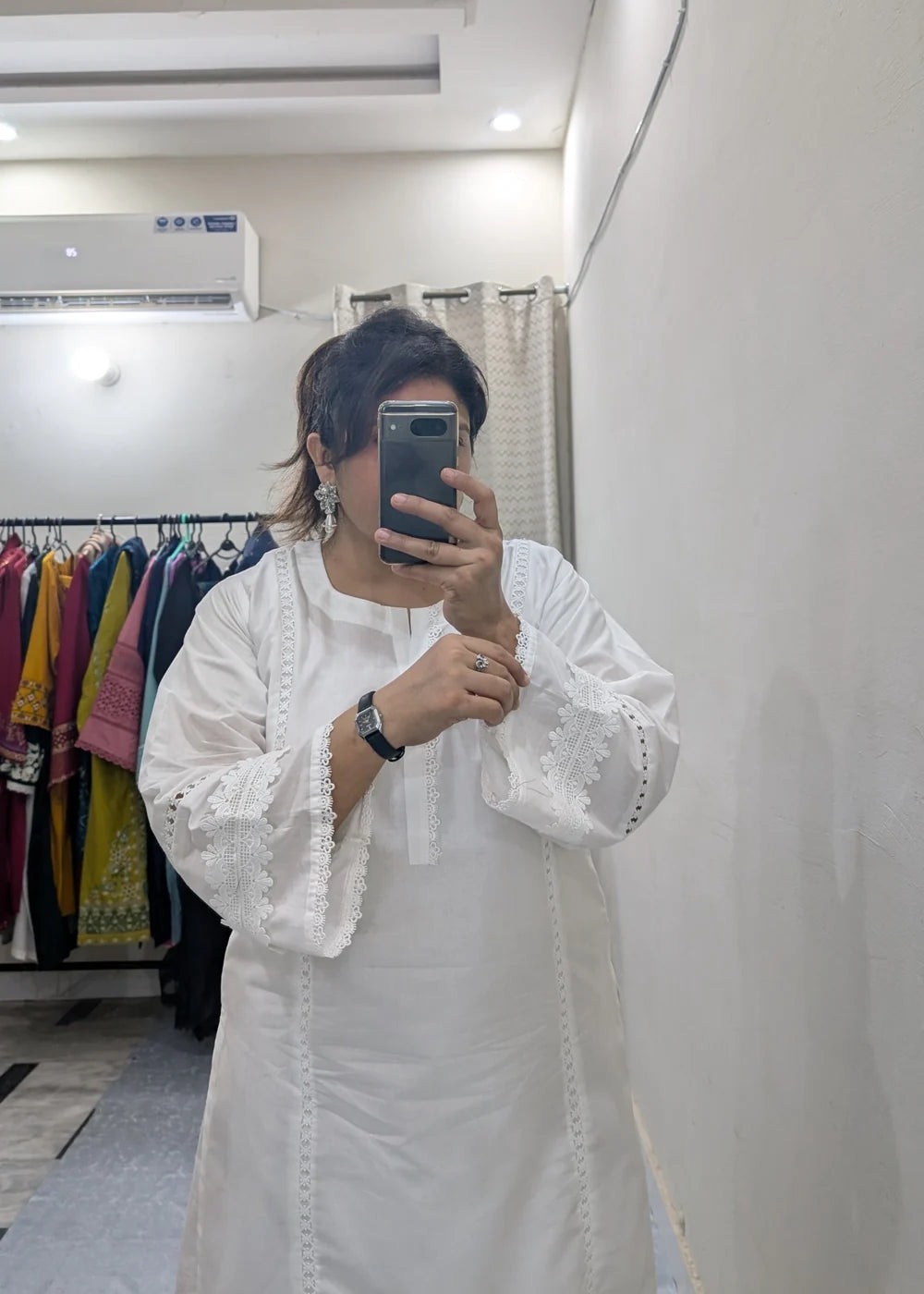 White Farshi 2 PC Stitched