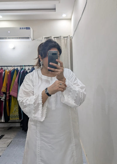 White Farshi 2 PC Stitched