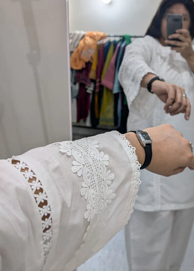 White Farshi 2 PC Stitched
