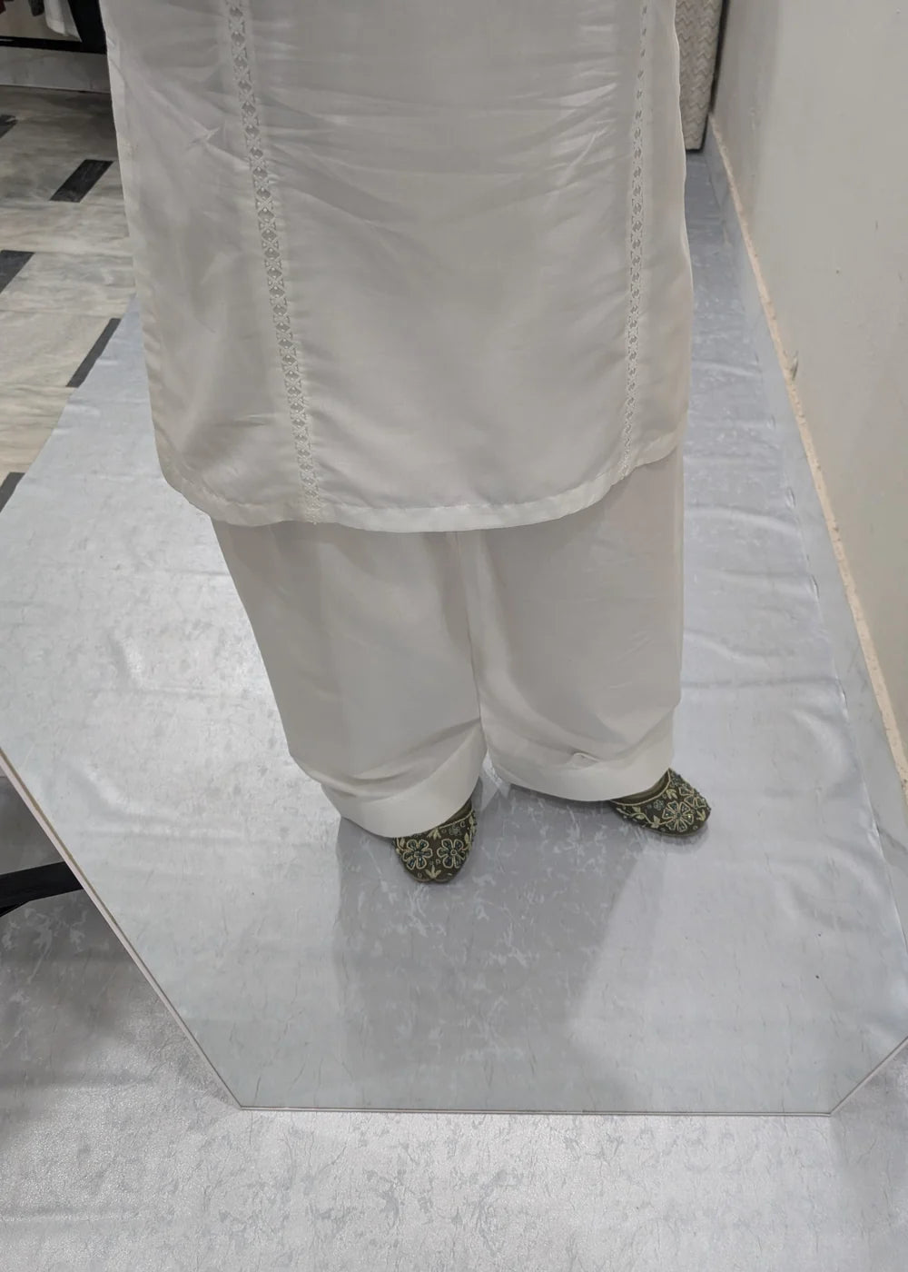 White Farshi 2 PC Stitched