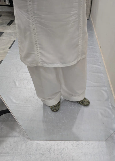 White Farshi 2 PC Stitched