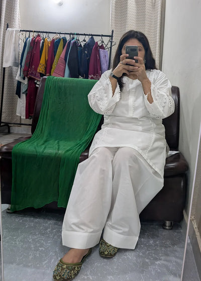 White Farshi 2 PC Stitched