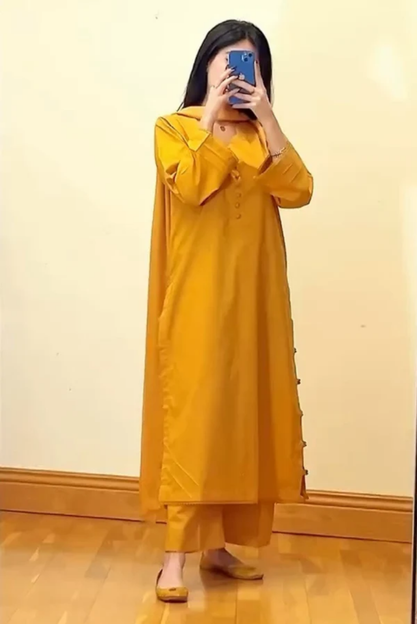 Zareen Mustard 3PC Stitched