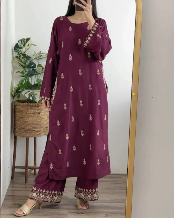 Purple Embriodered  2 PC