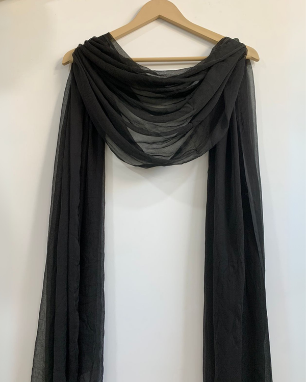 Solid Black Chiffon Dupatta