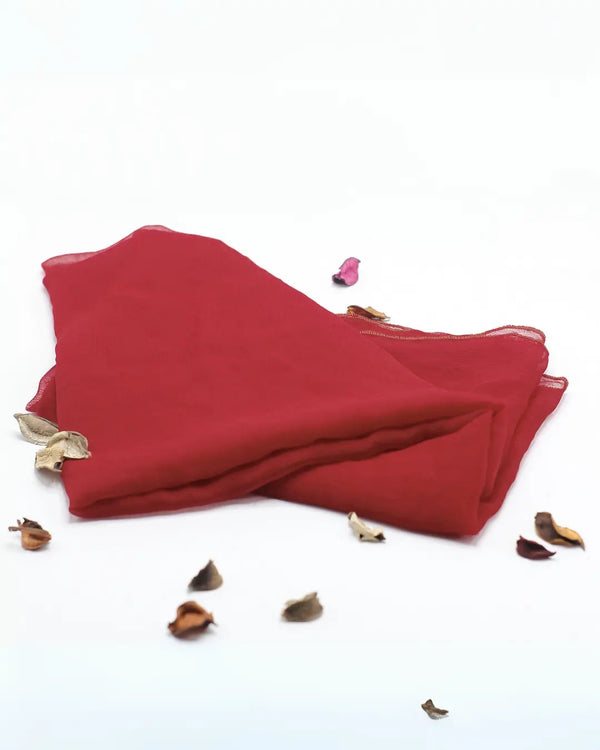 Solid Maroon Red Chiffon Dupatta