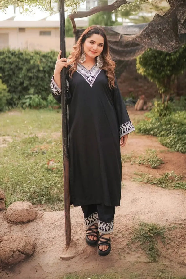 Black 2 PC Stitched
