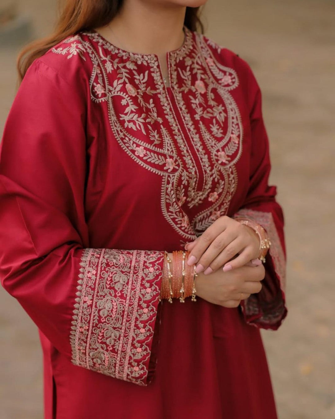 Bela Maroon 2PC Stitched