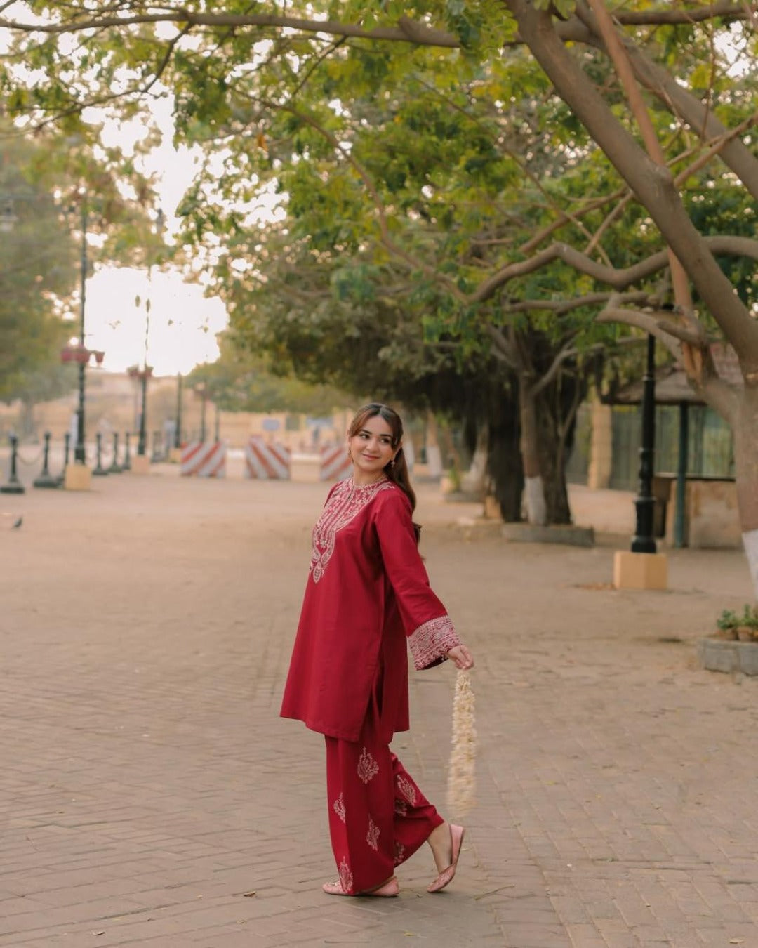 Bela Maroon 2PC Stitched